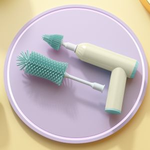 Soft Silicone Flexible Cleaning Brush Portable Electric Motor Clean Baby Bottle For Various Cups  Clean Health Multifunctional Sanitary Cup Pacifier And Bottles 360 Degree Rotary Washing Cleanser Set TH