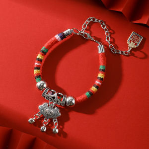 New Year Pet Cat Dog Rabbit Red Rope Adjustable Collar Lock Lucky Necklace CNY