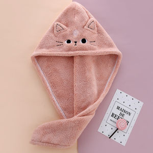 Cartoon Adult Hair Dry Hat Super Absorbent Microfiber Towel 怼怼猫三角干发帽