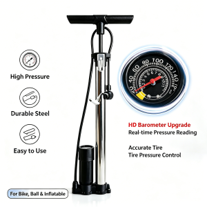 High Pressure Bike Pump 160PSI Portable Air Inflator with Pressure Gauge for Bicycle Motorcycle Car E-Bike Ball
