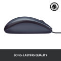 Logitech M100r Corded Mouse Graphite with USB Wired, Ambidextrous, Plug and Play, Optical Scroll Wheel. 