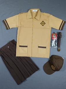Setelan Seragam Sekolah Sd Pramuka Pengalang / Siaga Perempuan Lengan Panjang / Pendek Topi Coklat