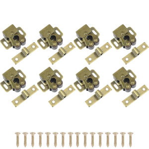8Set Small Door Catches Kitchen Cupboard Wardrobe Cabinet Latch Stopper Screw Silver Gold Cabinet Hardware Fittings