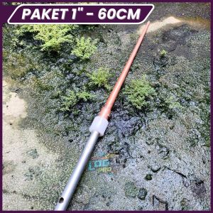 Paket Splitzen Penangkal Petir 1" 60 cm Plus Sok Teflon + Pipa Besi Tiang ¾ inc Galvanis 60cm