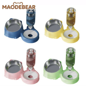 MAODEBEAR 2in1 Automatic Pet Food & Water Feeder Pet Stainless Steel Bowl Bekas Makanan Kucing