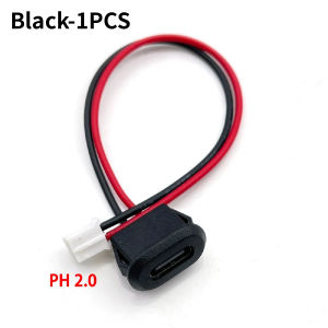 2Pin Type-C Female Base 1/5Pcs Waterproof USB Charging Socket Power Socket With Cable 24Awg