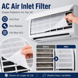 Washable Air Conditioner Filter Universal AC Filter Pad Dustproof Intake Filter Reusable Washable Media Home Air Purifier Split AC Replacement Filter Household Use