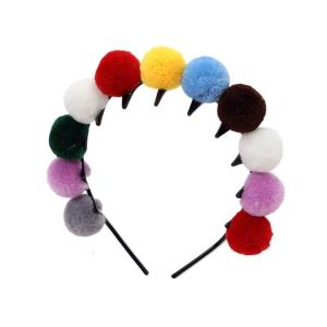 Rainbow Colorful Balls Headband for Festival Celebration Furry Pompoms Hairband Masquerades Party Headwear Carnivals Props