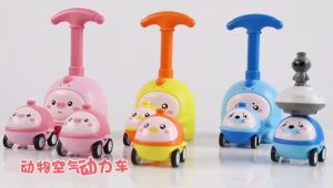 Cute Pig Design Inertial Power Balloon Launching Toy Car with Rocket for Kids
