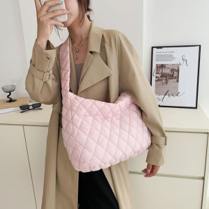 Creative Eiderdownกระเป๋าถือสะพายไหล่ผู้หญิงสีทึบCasual Lattice Patternกระเป๋าขนาดใหญ่ความจุStreetกระเป๋าเดินทาง
