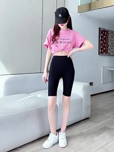 Quần Cá Mập Năm Điểm Quần Đùi Đi Xe Đạp Lụa Băng Mặc Trong Yoga Ôm Mông Ôm Bụng Bó Sát Cạp Cao Mẫu MỏNg MặC Ngoài Mùa Hè Cho Nữ