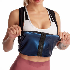 JHHB Women Sweat Vest Sauna Suits Waist Trainer Slimming Zipper Tops Body Shaper Belly Trimmer Weight Loss Shapewear Corset
