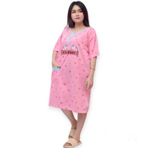 baju tidur daster wanita jumbo murah kekinian bb maximal 85kg kancing 3 hidup busui bahan kaos