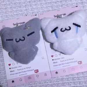 2PCS Cartoon Guitar Ghost Kitten Keychains Women Men Soft Plush Fluffy Cat Doll Backpack Pendant Cute Animal Keyrings Couple Friends Gift