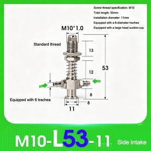 DOOUR 1Pcs Lỗ hút gió bên hông Giá đỡ cốc hút chân không M10 Loại T Giá đỡ chân đế hút chân không Bền bỉ Đầu to Ghế hút chân không có cánh tay cơ khí Phụ kiện máy thao tác khí nén