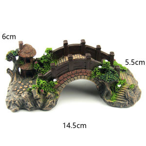 Seven Master Aquarium Resin Bridge Landscape Fish Tank Landscape Ornaments Pavilion Tree Vintage Decorative Bridge