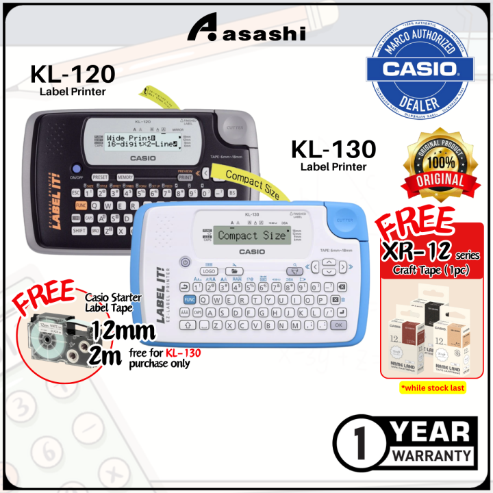 Casio Label It KL-120 18mm 2-Line Compact Label Printer (1 years