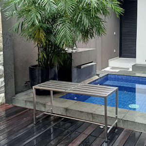 Kursi Tunggu Kursi Teras Kursi Taman Kursi Kantin Bangku Panjang Kursi Outdoor - Seahorse Cozy P90 Stainless Minimalis
