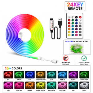 Bluetooth Smart APP Neon LED Strip Lights Silicone Neon Rope Light with Music Sync RGBIC Dreamcolor Chasing Strip Tape for Room Waterproof Home Decor Lighting
