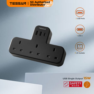 TESSAN SG - SG Safety Mark Multi Plug Socket Extension Cords Tower 8 or 12 Outlets with USB C and USB A Wall Sockets Surge Protector