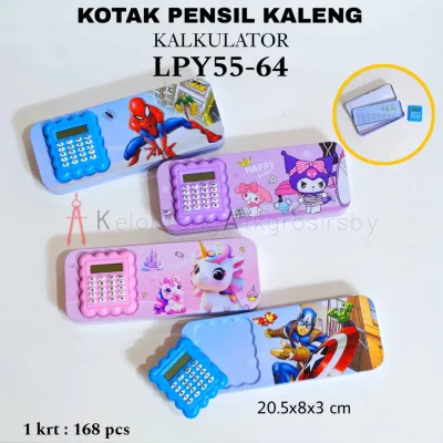 Tempat Kotak Pensil Kaleng Karakter 2Susun Kalkulator LPY55-64