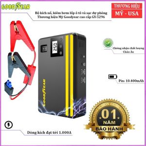 Bộ kích nổ kiêm bơm lốp ô tô và sạc dự phòng Goodyear GY-5296 lực bơm 150PSI dung lượng pin 10400mAh  - Bảo hành chính hãng 12 tháng