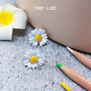 Her Lab Jewelry | Fashion Petal Shaped Korean Earrings Beautiful Flower Jewelry Minimalist design flower shape Korean sweet lady flower curved ear clip earrings temperament zircon stud earrings Free Gift Box