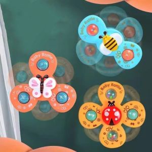 Baby Spinner Toy Bath Finger Toy Sensory Suction Cup Rotating Pastel Animal Travel