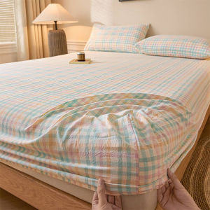 Luxury Premium Cotton Fitted Bedsheet Set 360° Full Elastic Bed Sheet Soft Skin Friendly Breathable Wrinkle Resistant with Pillowcase Single Queen King