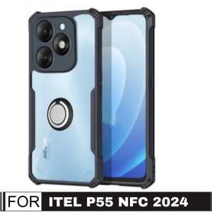 Hard Case itel P55 Nfc Armor Fusion Shockproof Transparent Free Holder Ring