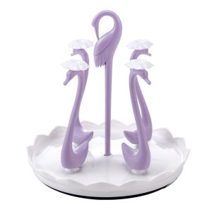 SEKINEW Swan Shaped Rotatable Cup Holder Creative 4/6 Heads Cup Support Frame Multifunctional Detachable Drinking Cup Drainer Stand Rack Cup Accessories
