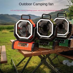 BekinTek Rechargeable Outdoor Camping Fan with Light Remote Control Shake Head Fan Dual Hook Portable 20000mAh High Capacity Mobile Power Supply Timer Home Fan