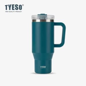 2026 Tyeso 900ml/1200ml Big Capacity Thermal Mug Stainless Steel Insulated Water Bottle with Straw Outdoor Travel Car Tumbler