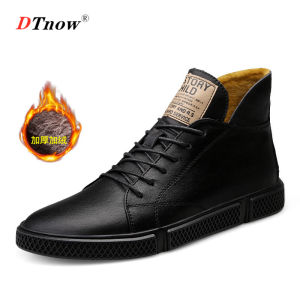 DTNOW Mới Bán Chạy Bán Thời Trang Giày Nam Thường Ngày Cao Cổ Có Dây Buộc Cho Nam Của Da Casual Sneakers Thời Trang Màu Đen Căn Hộ Giày
