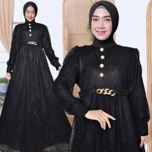 Gamis Brukat Elegan Janeta Malika - Free Size untuk Semua Ukuran XL sampai XXL
