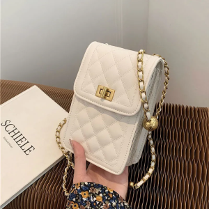 IELGY chain rhomboid all-match golden ball cross-body mobile phone bag