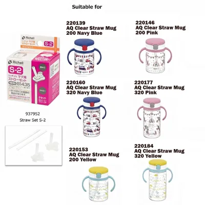 Richell Replacement Straw Set For Variant Bottles-TLI Aqulea Mugood Straw Set Bottle Mug