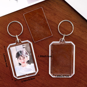 10Pcs Acrylic keychain Transparent DIY Photo Picture Frame Insert Rectangle Shapes Blank Keychain Pendant for Gift