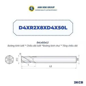 [D4-D10] Dao phay cầu 2 me HRC70 EndMill gia công bề mặt 3D