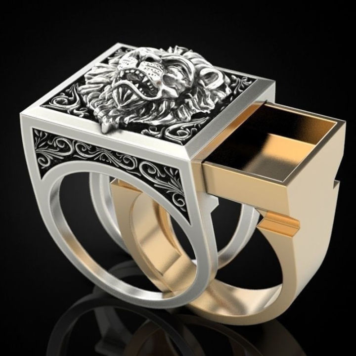 JWEGHL Men's Combination Rings Secret Kingdom Lion King Gift Ring Hip Hop  Jewelry Punk Viking Rings Creative Invisible Box Storage Ring Lazada PH