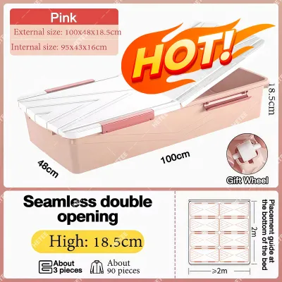 HETEE Underbed Storage Box with Wheels Large-Capacity Wardrob Quilt Storage Toy Storage Organizer Box Dustproof