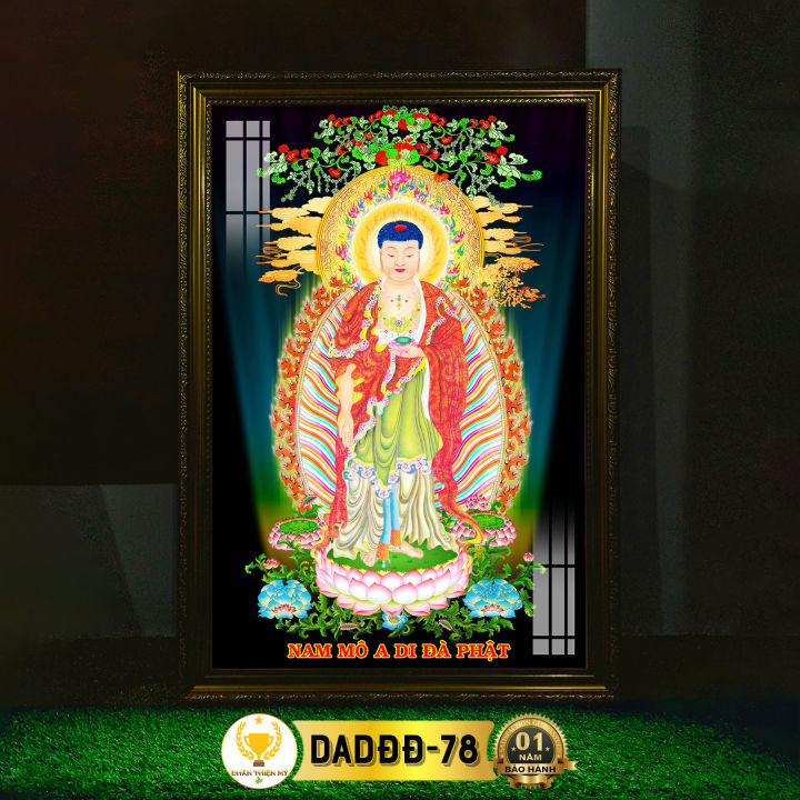 Tranh Treo Phòng Thờ A Di Đà Phật Đứng Có Đèn CHÂN THIỆN MỸ, Trang Trí ...