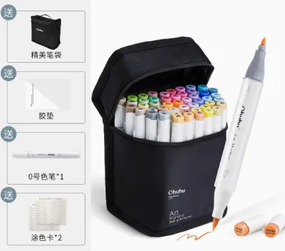 Official Genuine🍓Ohuhu Honolulu 48 Colors Marker Pen Set Alcohol Art Markers Refillable Dual Tips Sketching Drawing Manga School Art Supplies