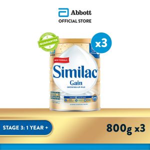 [Bundle of 3] Similac Gain 5MO Stage 3 Growing-Up Baby Milk Powder Formula 800g (1 year onwards)