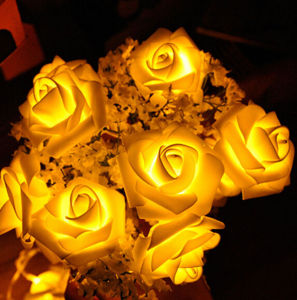 2.2M Rose LED Fairy Lights Battery Operated Holiday Light String Artificial Flower Bouquet Garland for Valentines Day Wedding Party