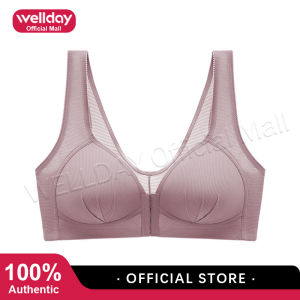 Wellday Women Comfortable Soft Bra Front-Close Bralette Size 36-46 B C Cup Breathable Underwear Vest Brassiere