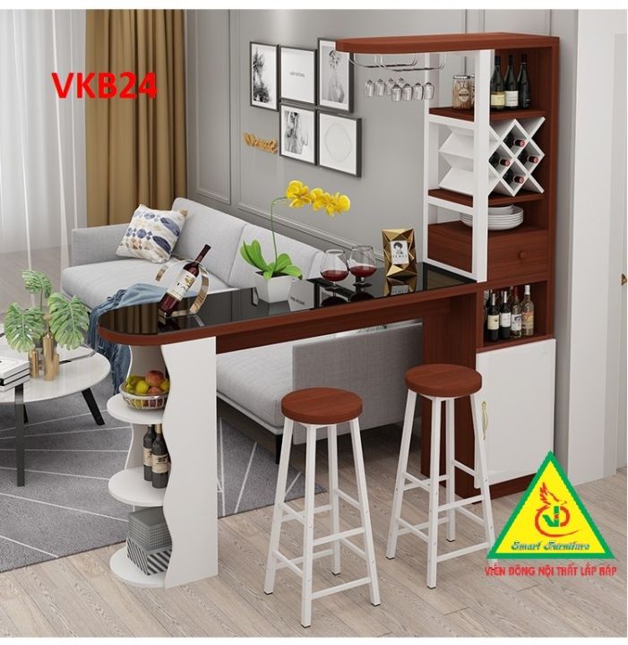 Quầy bar mini, quầy bar nhà bếp kết hợp tủ rượu VKB024 ( không kèm ...