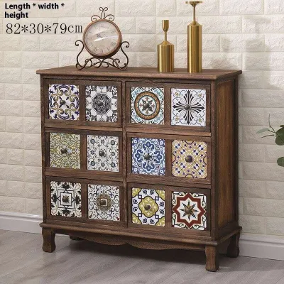 Solid Wood Storage Cabinet Large Capacity Drawer Cabinet Painting Window Cabinet Chest Drawer