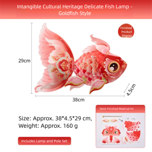 Minoa 中秋节灯笼 mid autumn festival lantern Fish Middle Autumn Festival Lantern 3D Paper Mid Autumn Lotus Lantern Chinese PP DIY Lantern Material Kit Women