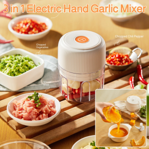 3 In 1 Electric Hand Garlic Mixer Mastery Speed Stranded Wireless Rechargeable Food Blender